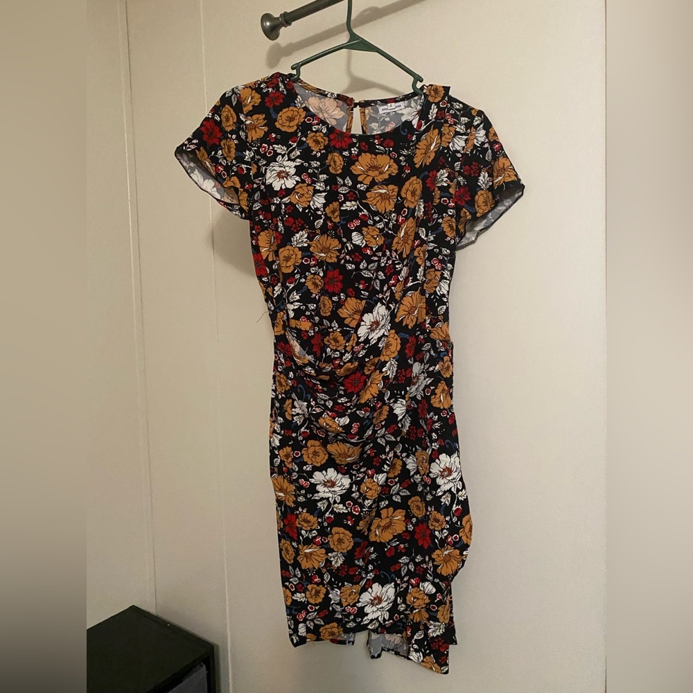 Black Floral Wrap Dress